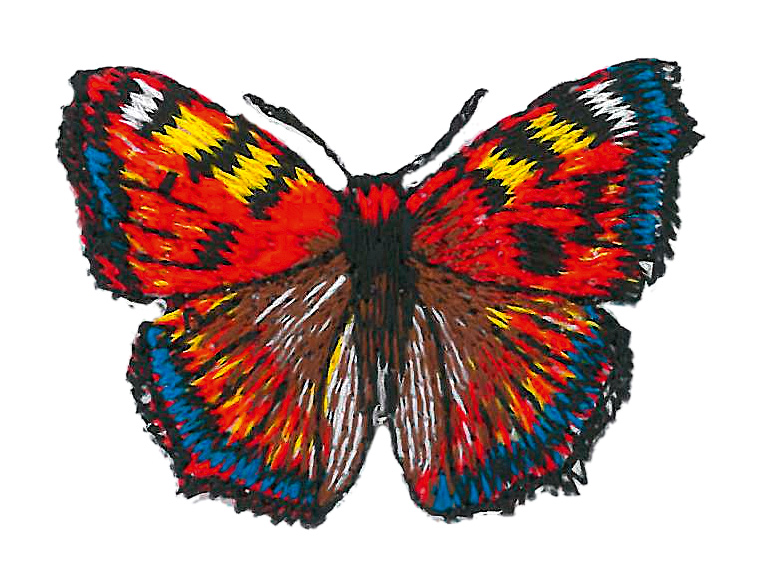 Prym Applikation Schmetterling selbstklebend aufbügelbar blau schwarz  70x57mm